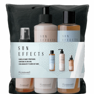 Pack Sun Effects de Kosswell verano, tratamiento capilar con filtro UVB, aguacate y flores de tiaré.